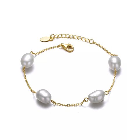 Genevive Sterling Silver Gray Pearl Bracelet