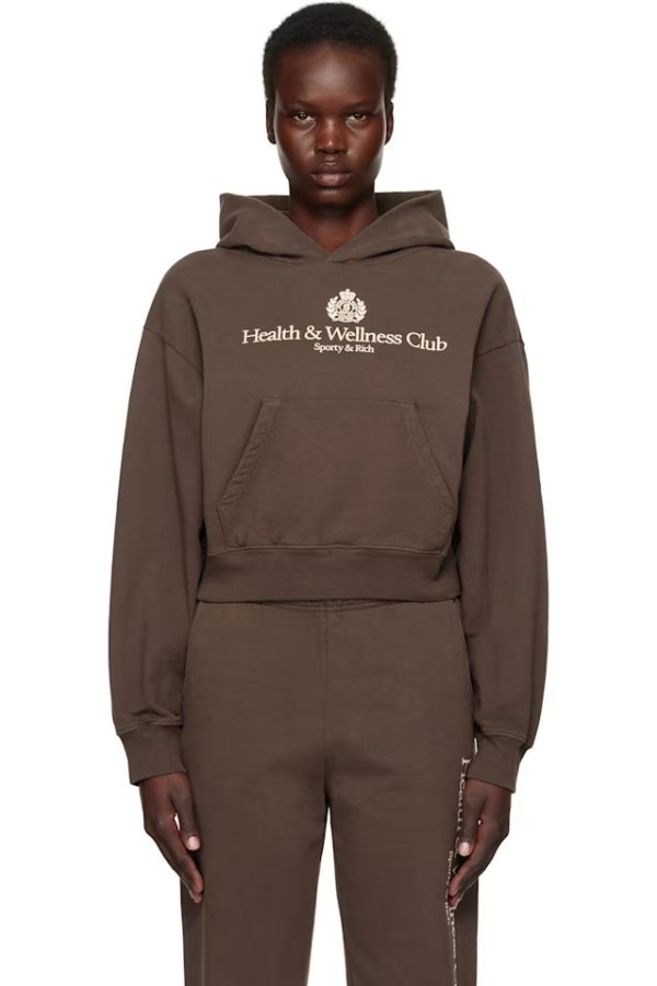 H&W Crest 短款卫衣 棕色