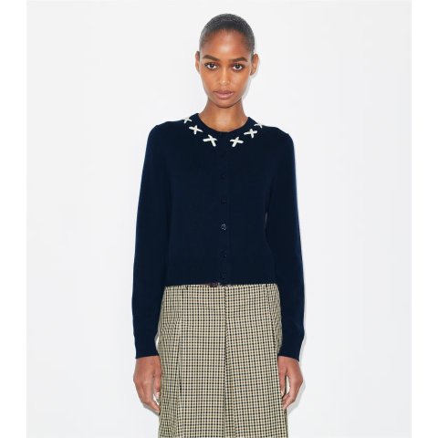 Tory BurchEmbroidered Merino Cashmere Cardigan