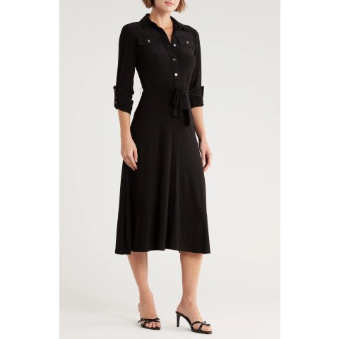 Tommy HilfigerRoll Tab Sleeve Midi Dress