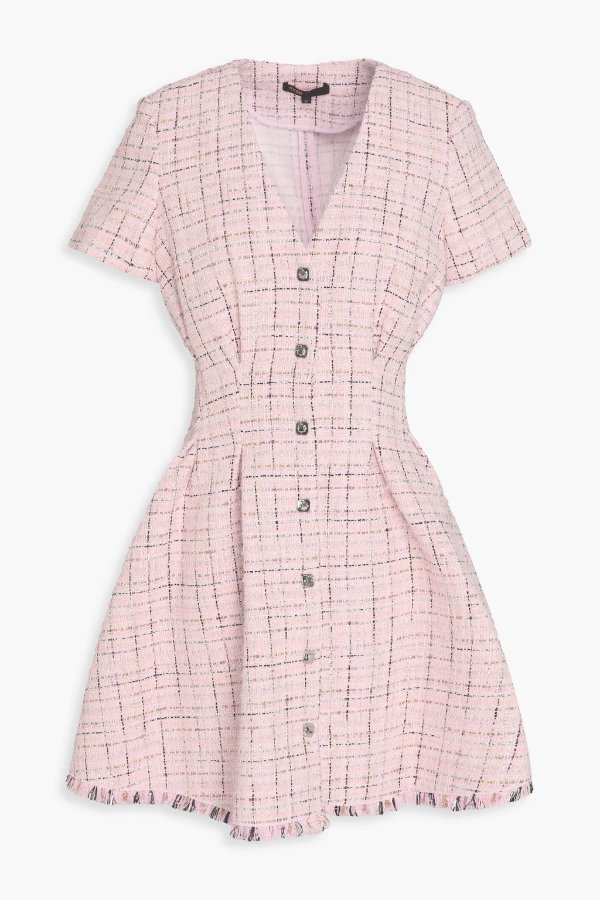 Pleated 格纹迷你连衣裙