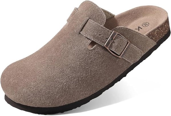 女士麂皮木屐软木凉鞋