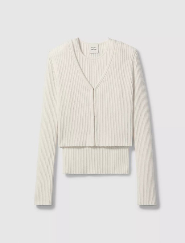 纯羊绒背心+开衫套装