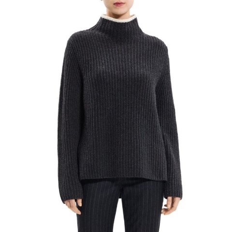 TheoryKarenia Ribbed Wool Cashmere Sweatshirt
