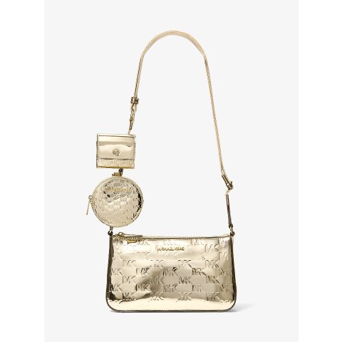Michael KorsJet Set Small Metallic Debossed Crossbody Bag with Airpods Pro Case