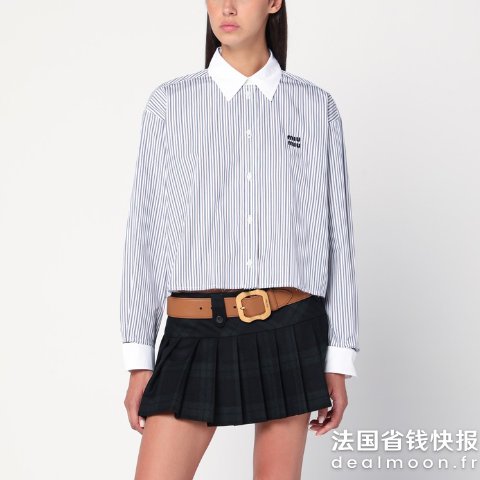 Miu MiuWhite 条纹衬衫 标志款
