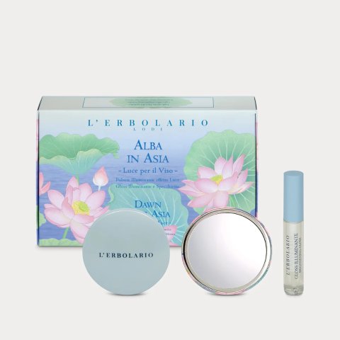 L ERBOLARIO这个系列巨香~ 荷花系列唇彩+散粉+镜子套装