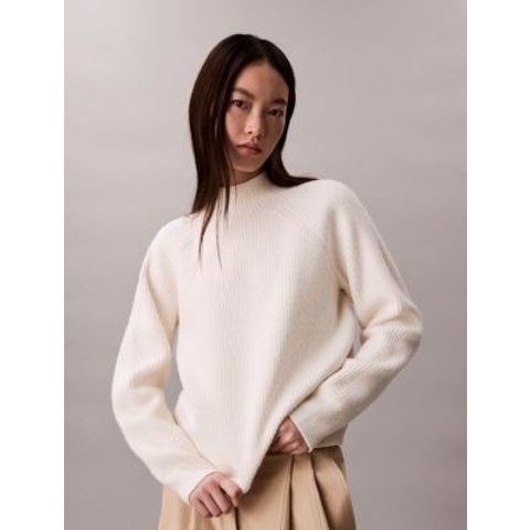 羊毛混纺垂肩小高领衫