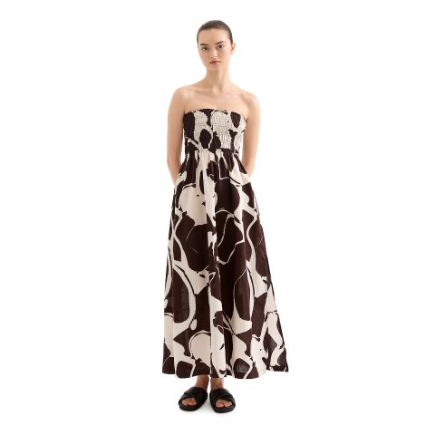 Ombra Shirred 连衣裙长款