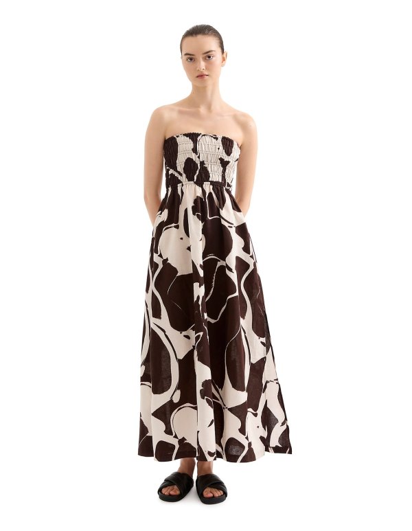 Ombra Shirred 连衣裙长款