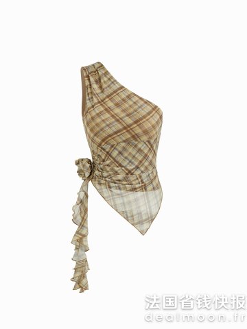 Mesh 花卉装饰斜肩上衣