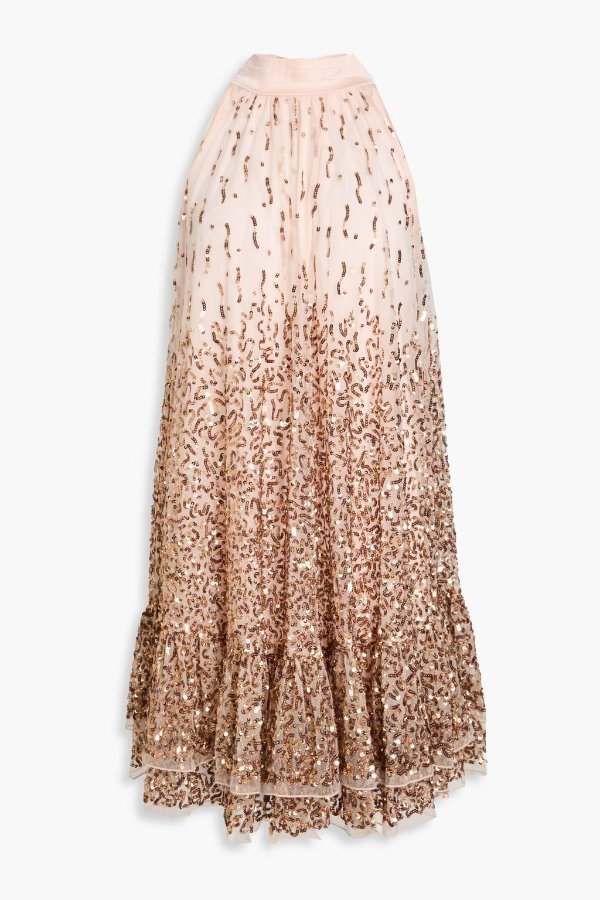 Alice + Olivia Zenon亮片网纱迷你连衣裙