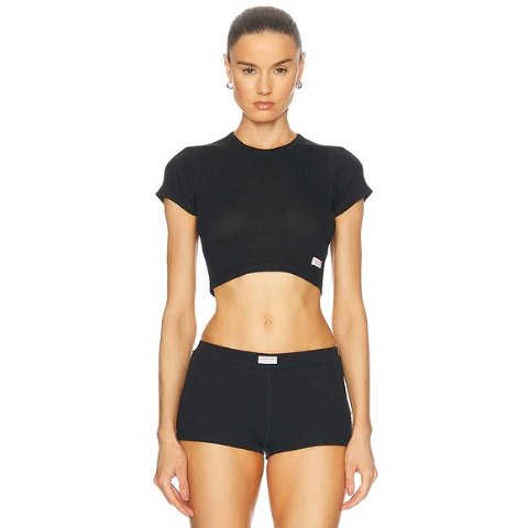 Alexander WangCrystal Cropped Short Sleeve Top