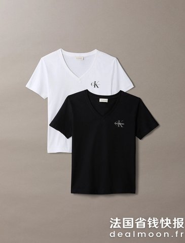 Calvin KleinLot V领短袖T恤 2件装
