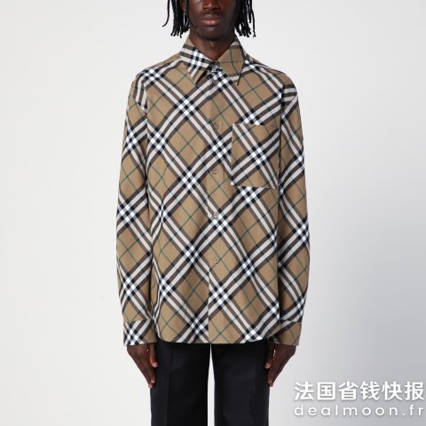 Burberry格纹棉衬衫 米色