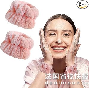 再也不会把水弄得到处都是了2件装粉色洗脸腕带