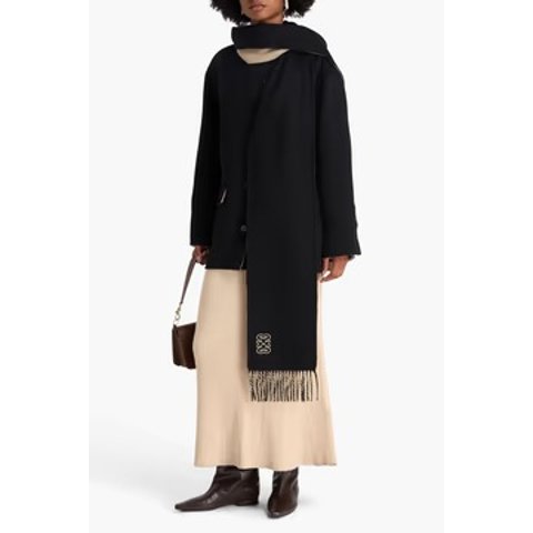 Sandro羊毛呢连帽大衣