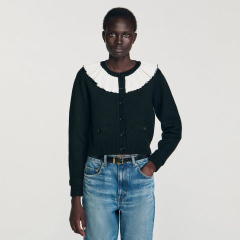 SandroCardigan with Contrast Collar