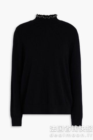 Sandro羊毛羊绒珠饰高领毛衣