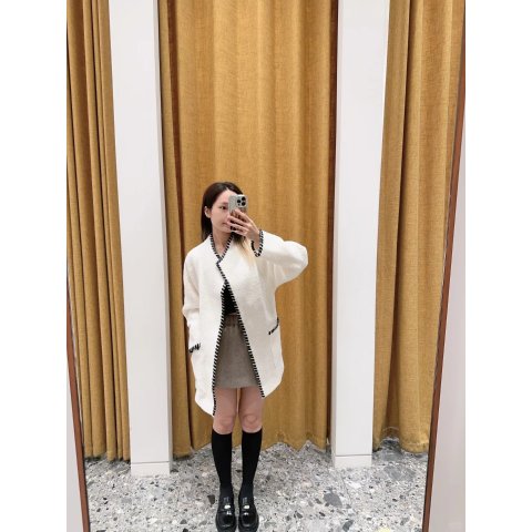 Maje白色系带大衣