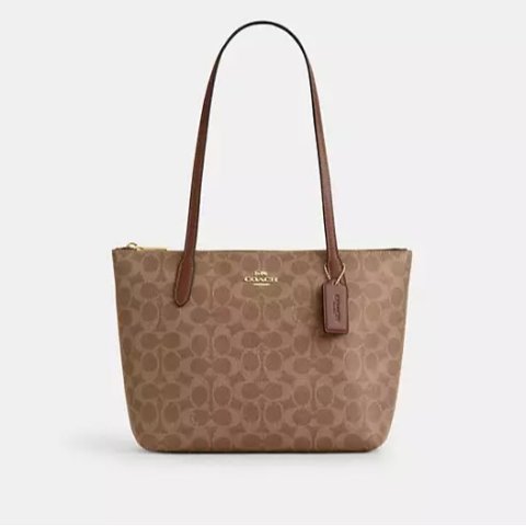 CoachFiona Zip Tote Bag Signature Canvas