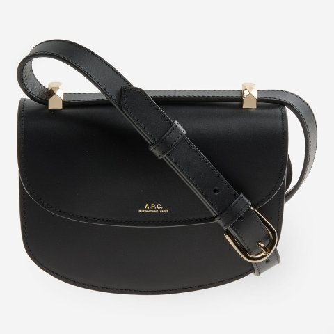 Schwarze 皮革单肩包