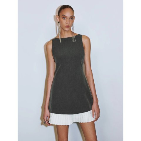 2 In 1无袖直筒连衣裙