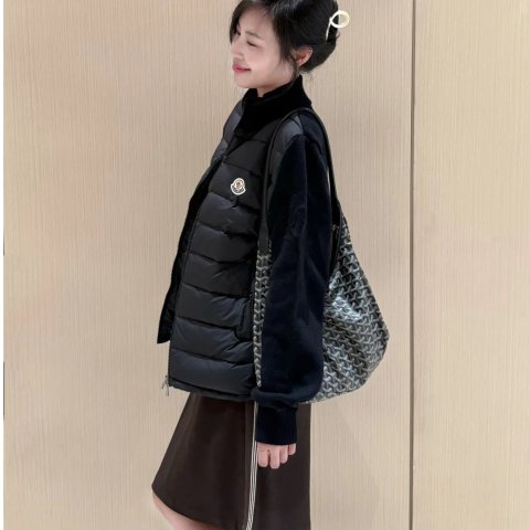 羽绒针织拼接外套 黑色加厚款