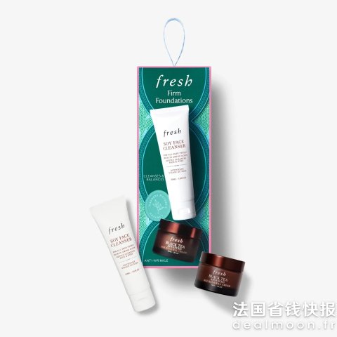 Fresh价值€78=变相42折大豆洁面50ml+红茶面霜30ml