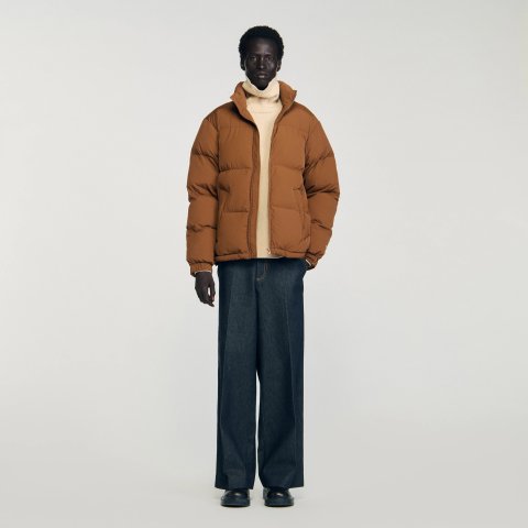 SandroHooded Puffer Jacket with High Collar