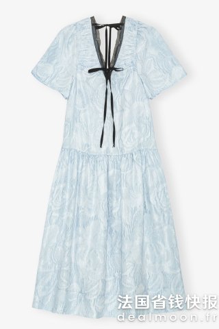 Ganni蓝色飘带连衣裙