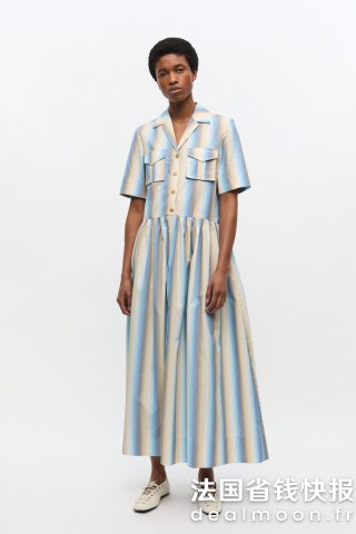 Ganni条纹长衬衫裙