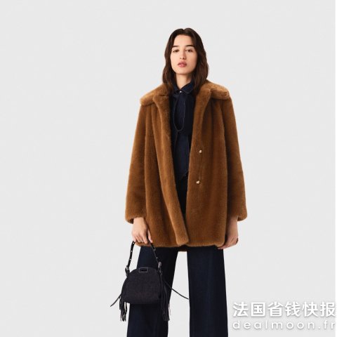 Maje中长款人造毛皮大衣