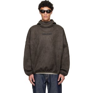 Faux-Suede Fleece Hoodie Brown