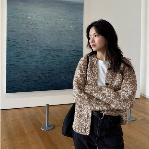 Flecked 羊驼毛开衫 粗纺