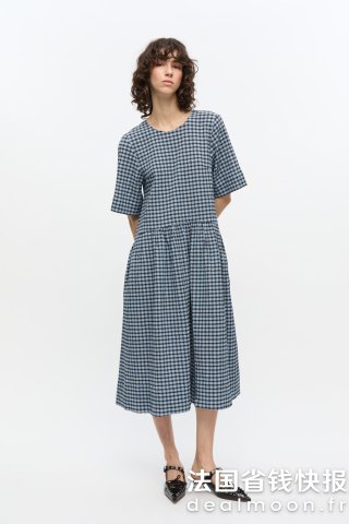 Ganni格子衬衫裙 蓝色