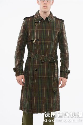 BurberryEffect 格纹风衣 带腰带