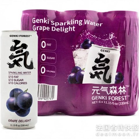 元气森林黑葡萄气泡水 330ml 6罐