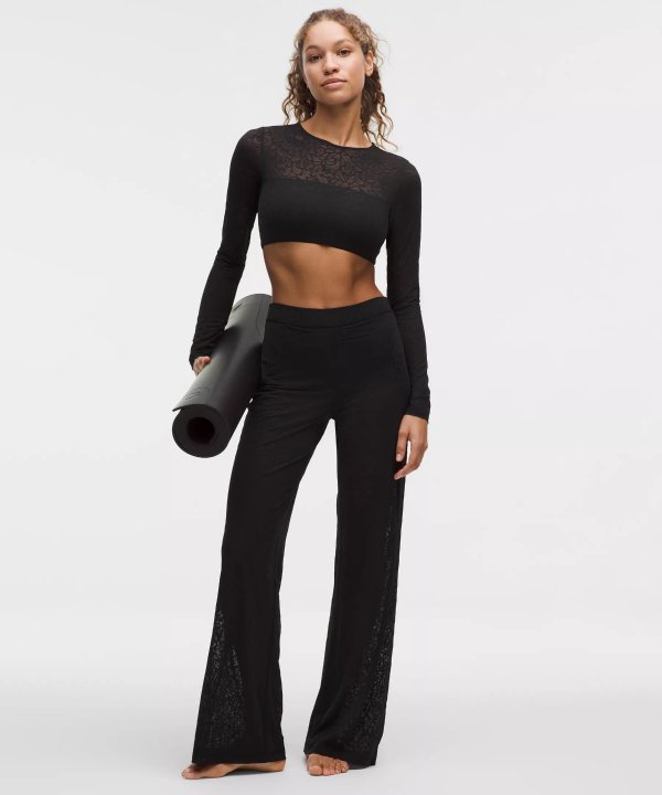 Paisley 高腰喇叭裤 蕾丝提花