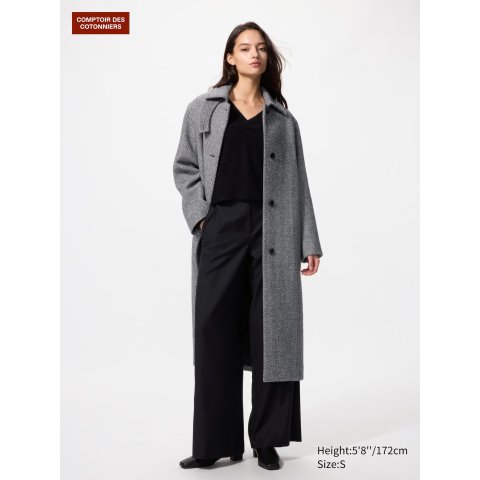 女士长款羊毛混纺大衣