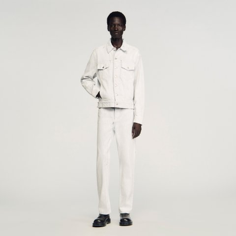 SandroCracked Coated Denim Jacket