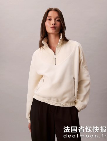 Calvin Klein拉链立领抓绒卫衣