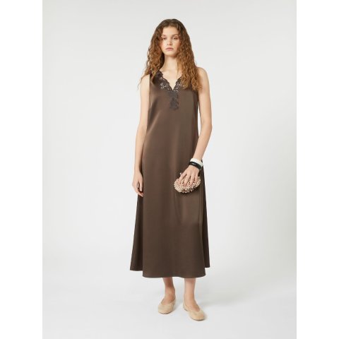 Long Satin Dress Chocolate