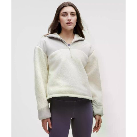 High-Pile 连帽半拉链抓绒衫