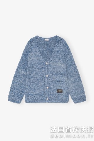 Ganni手工编织牛仔蓝开衫