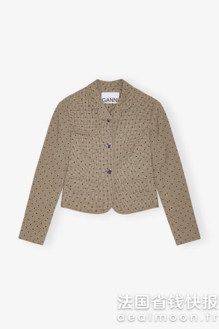 Ganni格纹修身西装外套