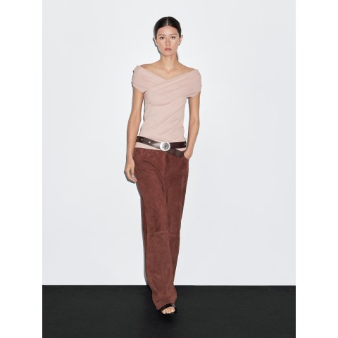 Massimo Dutti藕粉色交叉上衣