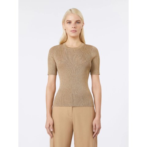 Slim-fit Lurex Sweater Gold