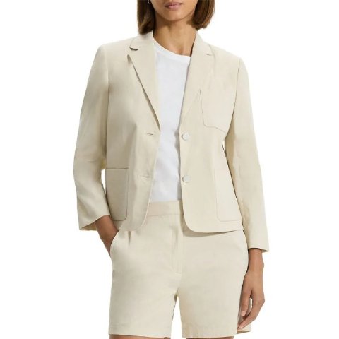 TheoryLinen-Blend Shrunken Blazer
