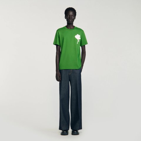 SandroT-shirt with Flower Patch